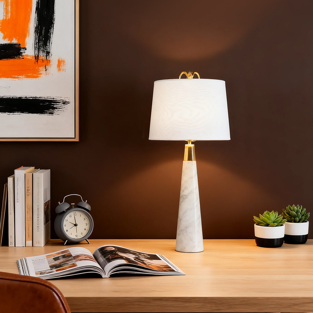 Lumière Marble Table Lamp – Nordic Stone Accent Light for Modern Interiors