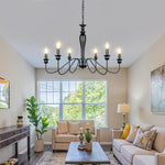 Black Candle Chandelier with Adjustable Chain Ceiling Light