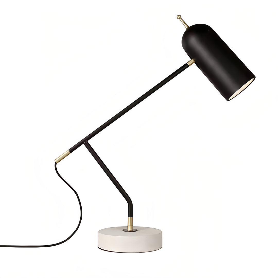 Marble Base LED Desk Lamp with Dimmable Light, Modern Minimalist Black Finish