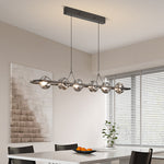 Modern Rise and Fall Pendant Light with Ribbed Glass Shade