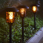 Solar Pathway Light in Black with Warm White Flame LED