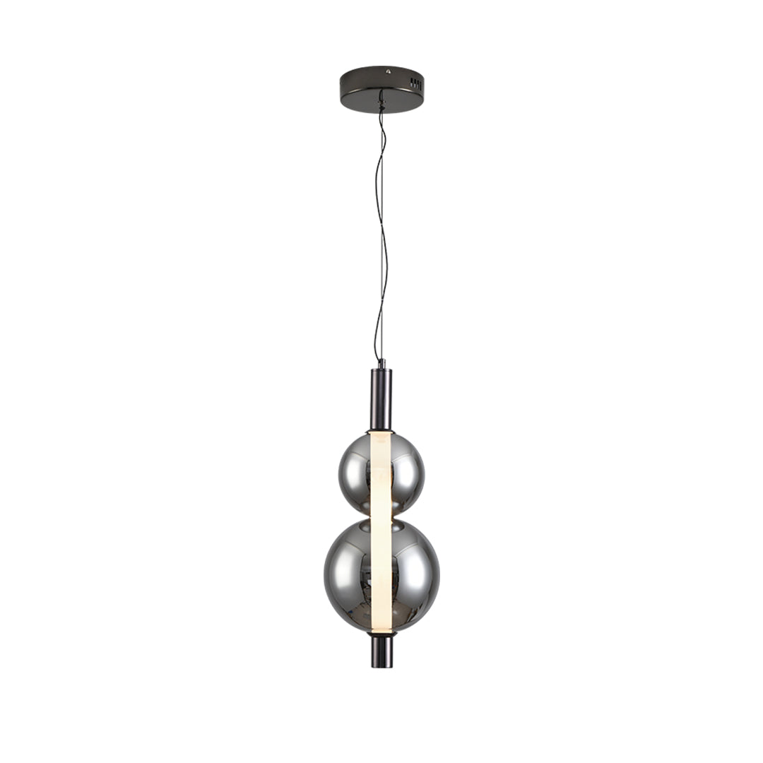 Lumina Modern Pendant Light – Minimalist LED Glass Shade in Silver
