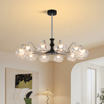 Art Glass LED Chandelier with Wrought Iron Frame, 8 or 12 Lights