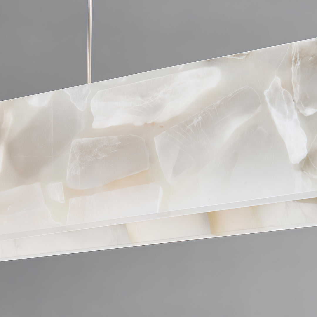 Copper Linear Pendant Light with Cloud Stone Shade