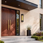 Modern Copper Outdoor Wall Sconce with Marble Shade, LED