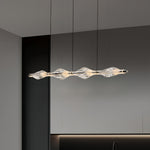 Crystal Linear Pendant Light for Kitchen Island, Modern Chrome LED Suspension