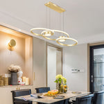 Nordic Gold Linear LED Chandelier with Adjustable Hanging Height