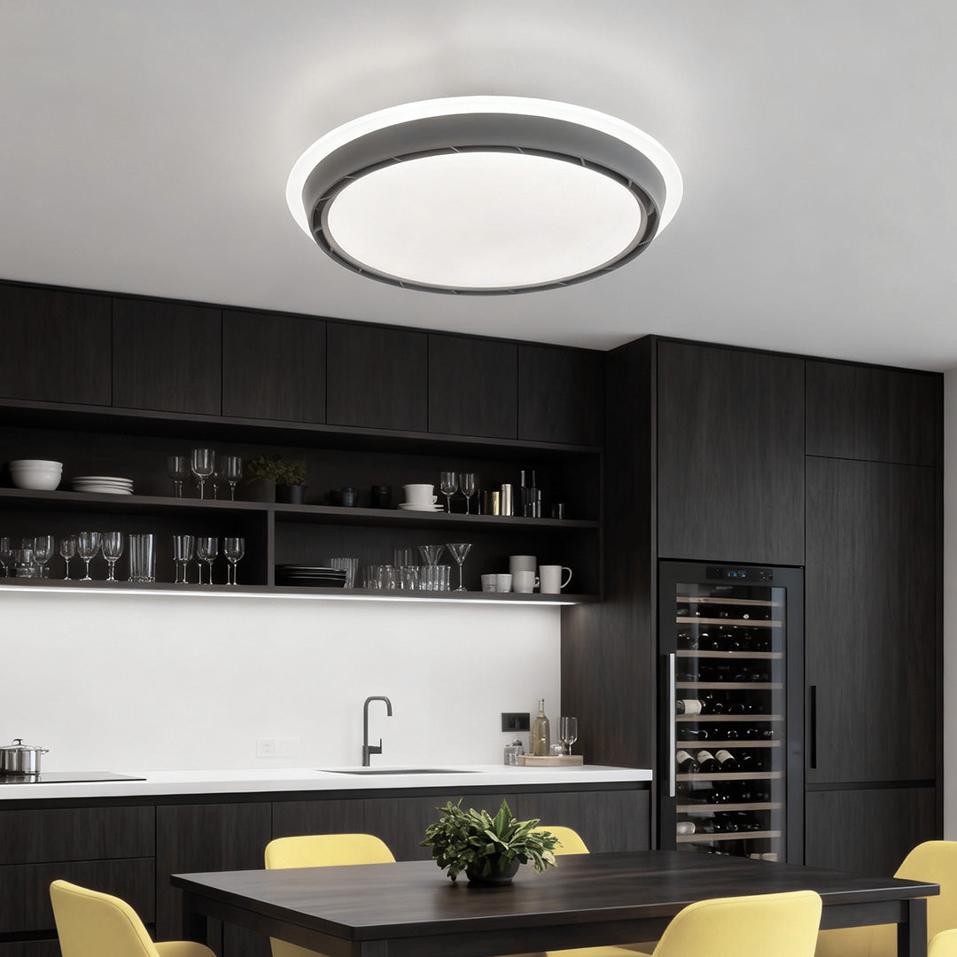 French Retro Ceiling Light with Hidden Fan, Dimmable LED Flush Mount