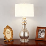 Lumière Argentée Modern Silver Table Lamp with Crystal Glass Shade