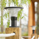 Solar Post Cap Light in Black Aluminum for Outdoor Pillars