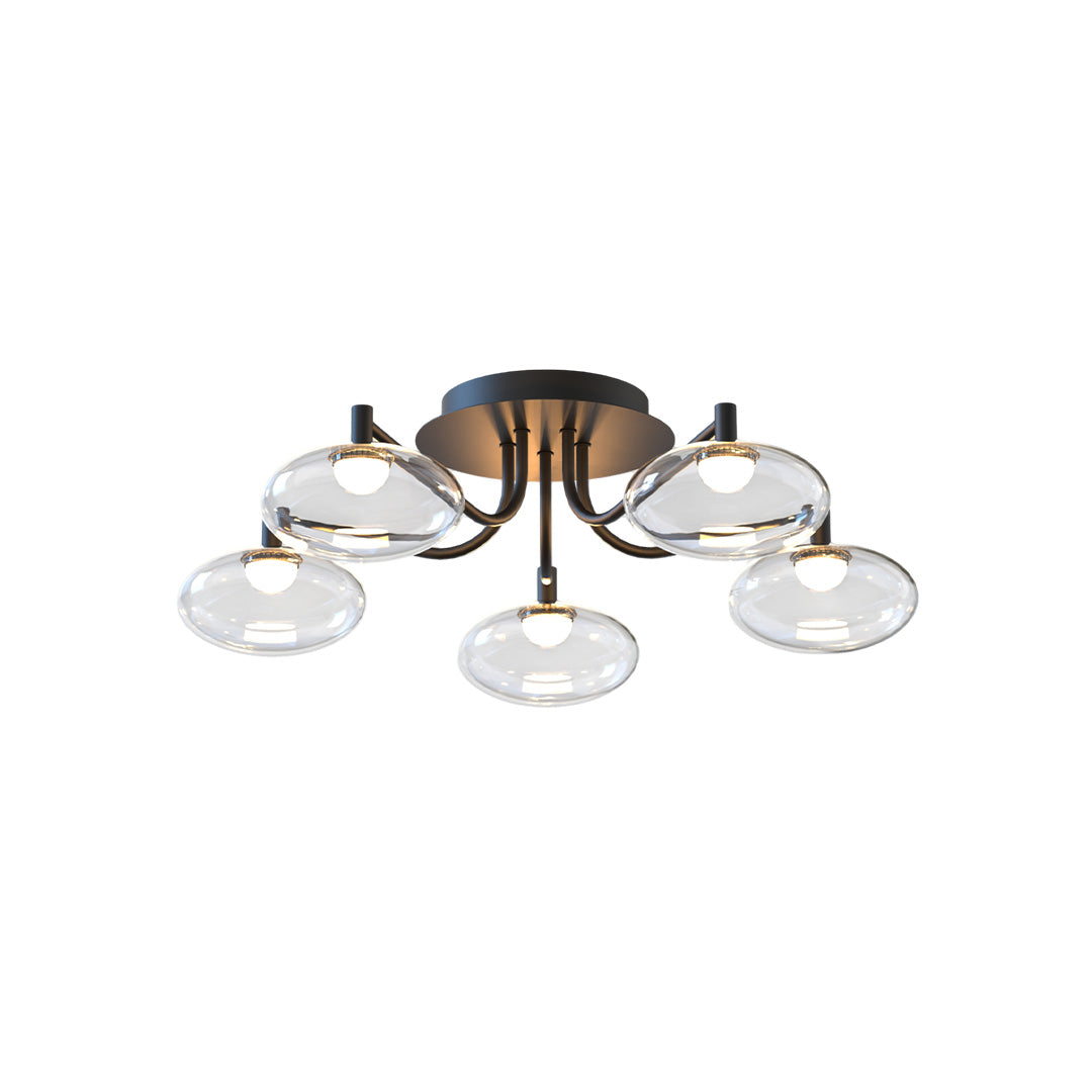 Lumina Glass Flush Mount Ceiling Light — Modern LED Fixture in Black