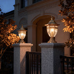 European Glass Pillar Light in Solid Copper for Outdoor Entryways