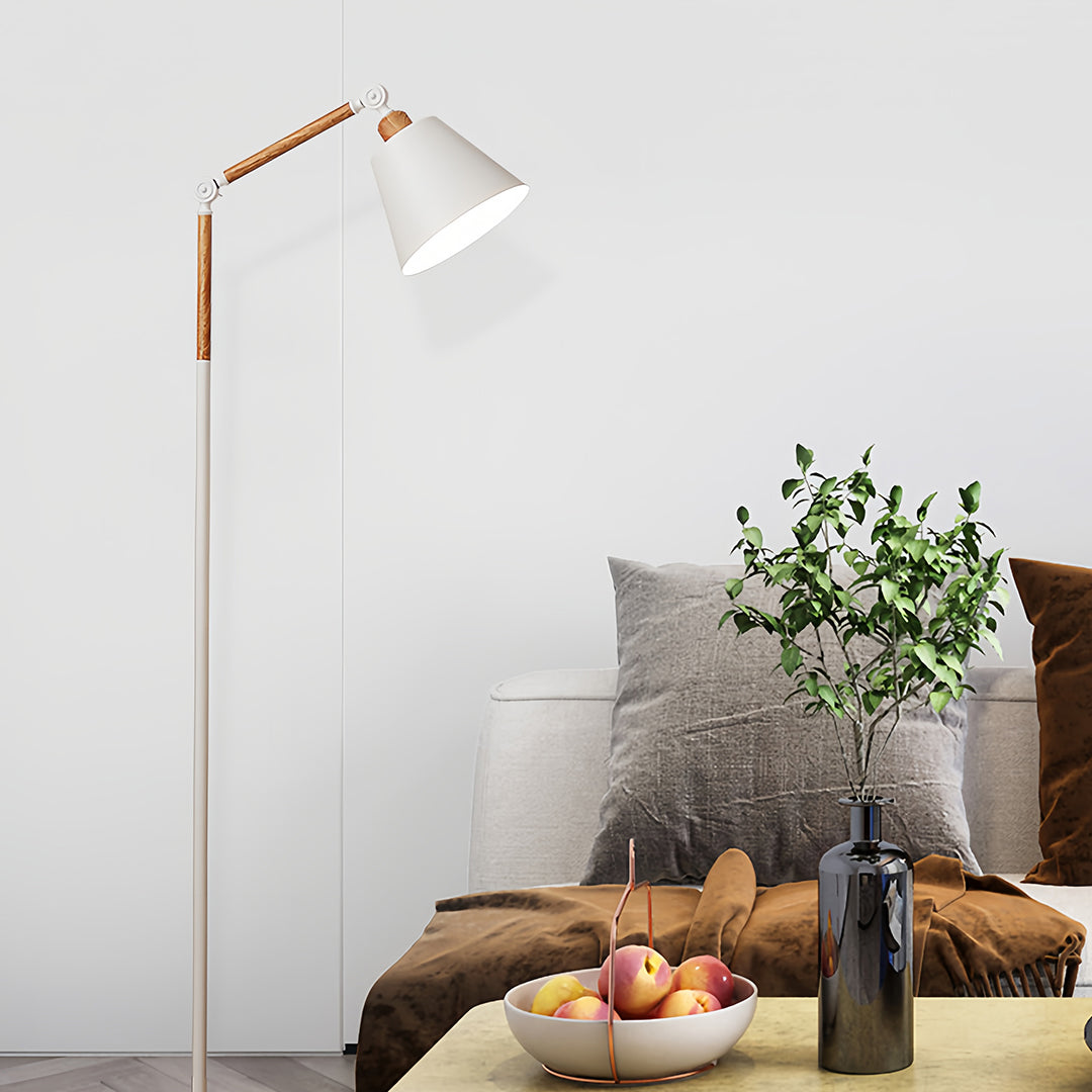Modern Metallic Floor Lamp with Adjustable Arm for Living Room