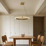 Aurelia Modern Round LED Chandelier – Designer Ceiling Light in Copper, Nickel, or Black