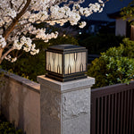 Modern Copper Pillar Lights with Textured Glass for Outdoor Spaces