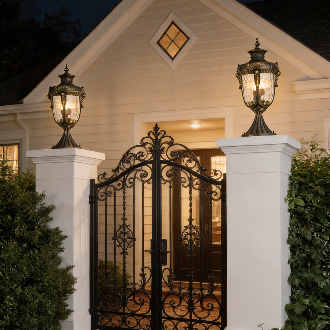 European Solid Copper Outdoor Pillar Lights for House, IP55 Waterproof