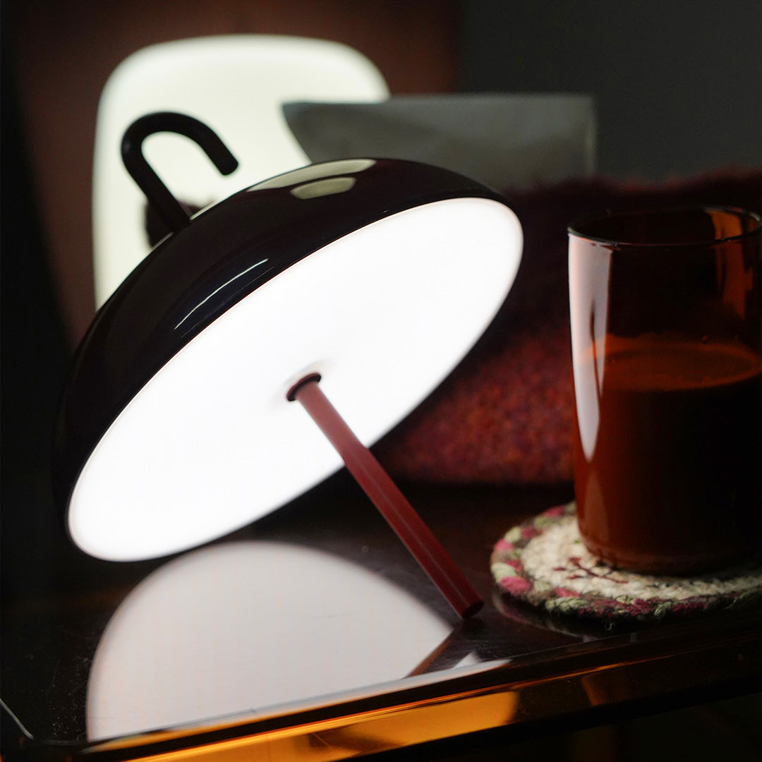 Aria Portable LED Table Lamp with Umbrella Shade, Rechargeable & Dimmable
