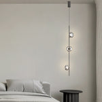Modern Vertical Pendant Light with Pleated Glass Shades, Brass or Black Finish