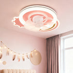 Petal Glow Ceiling Fan with Dimmable LED Light, Pink and White for Kids' Rooms