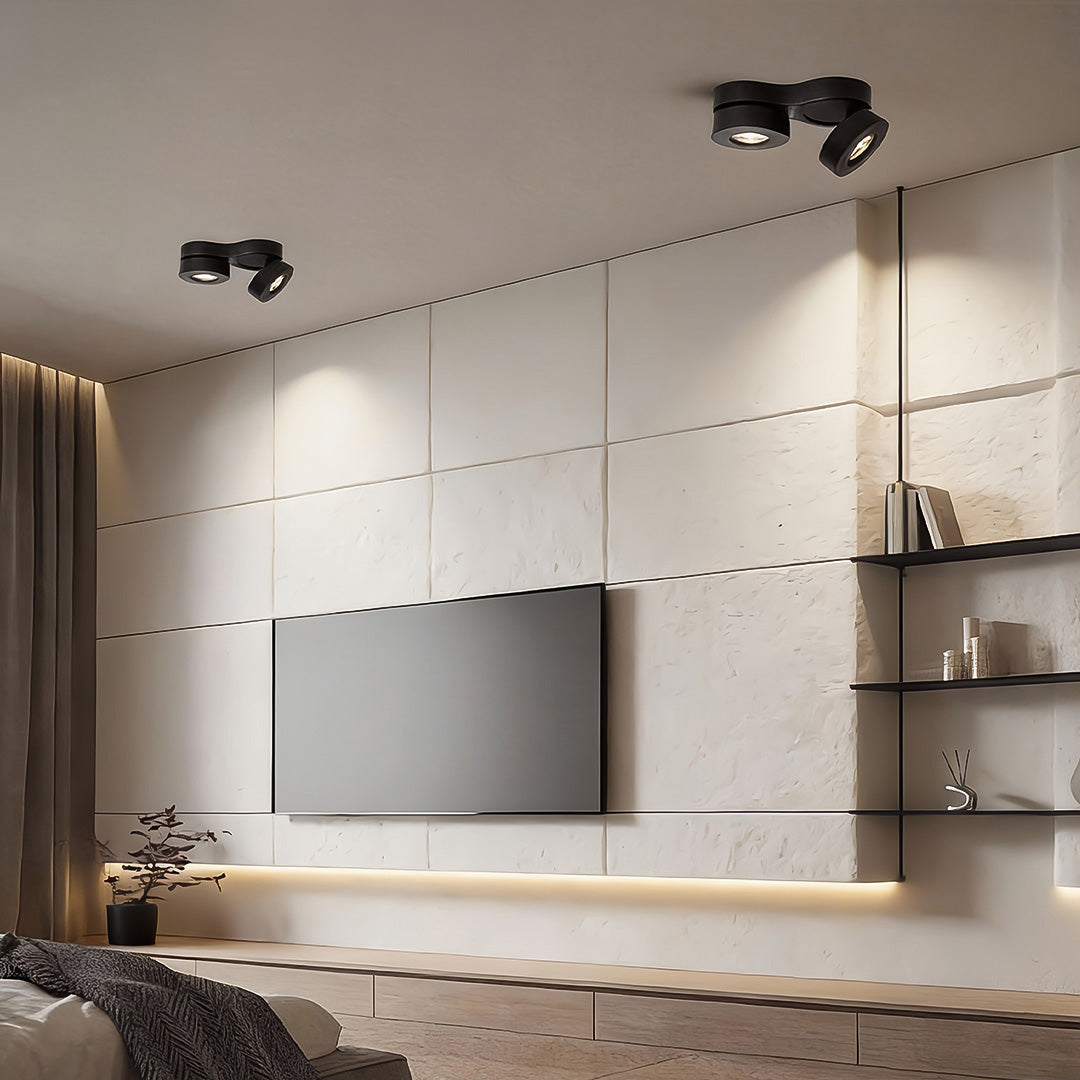 Aria Dual-Head Adjustable LED Ceiling Spotlight in White or Black