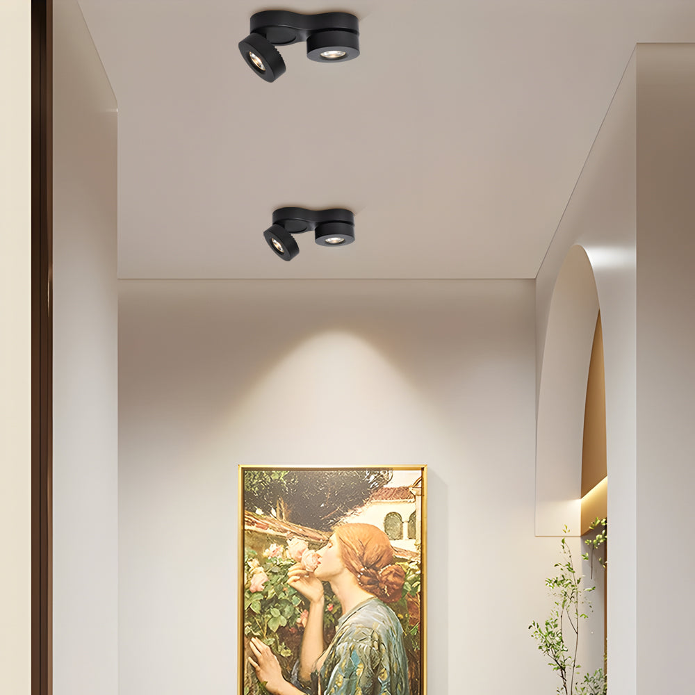 Aria Dual-Head Adjustable LED Ceiling Spotlight in White or Black