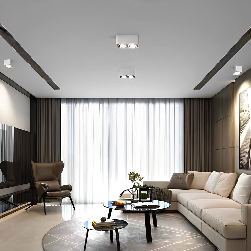 Modern Surface Mounted LED Spot Light with Adjustable Heads for Ceilings