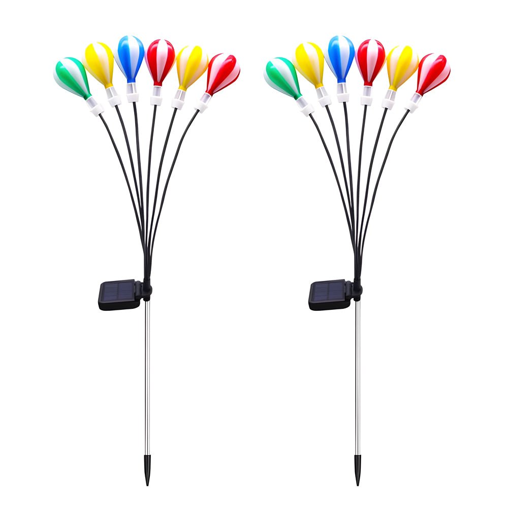 Solar-Powered LED Hot Air Balloon Garden Lights, 2-Pack