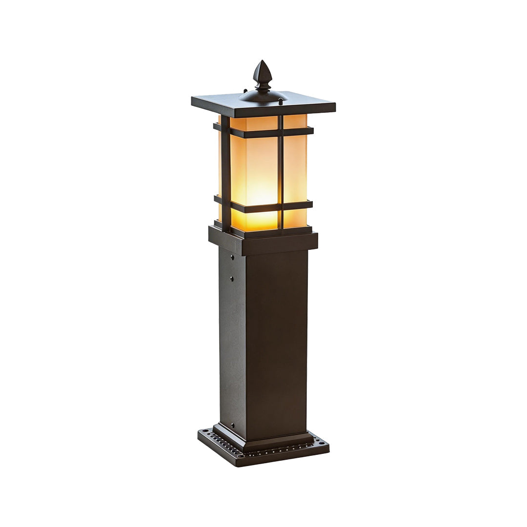 Pavilion Black Aluminum Outdoor Bollard Light with Warm LED