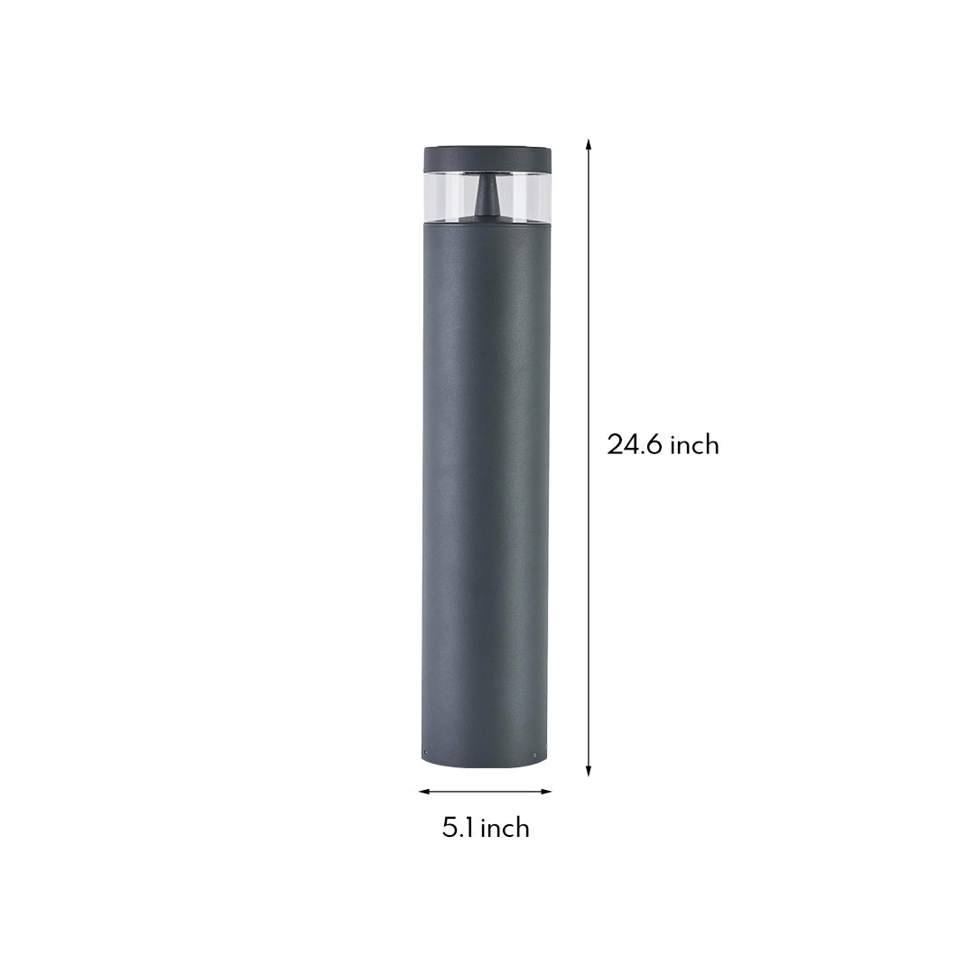 Modern Outdoor Pathway Bollard Light in Sand Gray Aluminum with Warm LED Glow