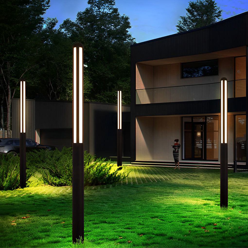 Modern Tall Garden Bollard Light | Minimalist Black Aluminum LED Pathway Lamp