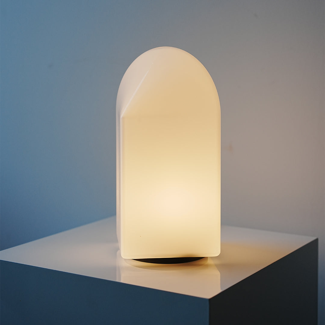 Lumina White Glass Table Lamp — Warm Ambient LED Night Light