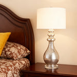 Lumière Argentée Modern Silver Table Lamp with Crystal Glass Shade