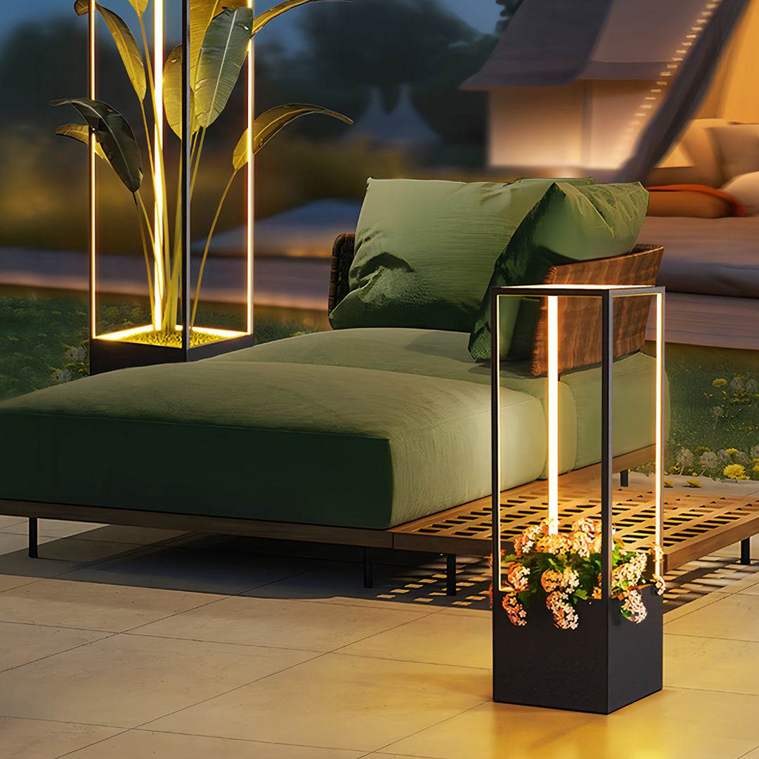 Modena Square Outdoor Floor Lamp with Integrated Planter, IP65 Waterproof LED