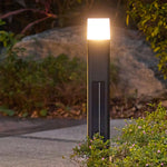 Solar-Powered Black Aluminum Bollard Light with Motion Sensor for Pathways