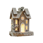 Nordic Wooden Christmas House Table Lamp with Warm LED Glow