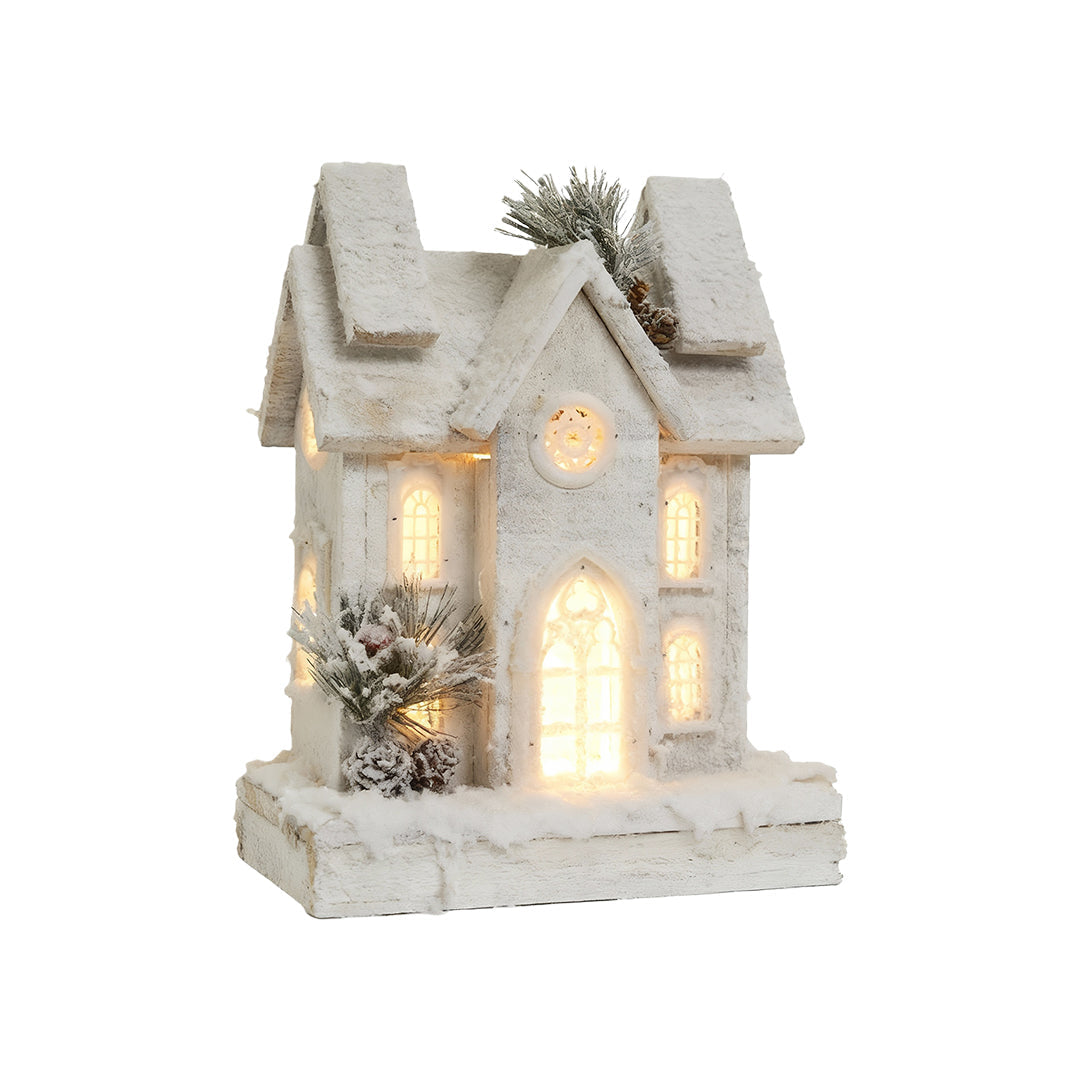 Nordic Wooden Christmas House Table Lamp with Warm LED Glow