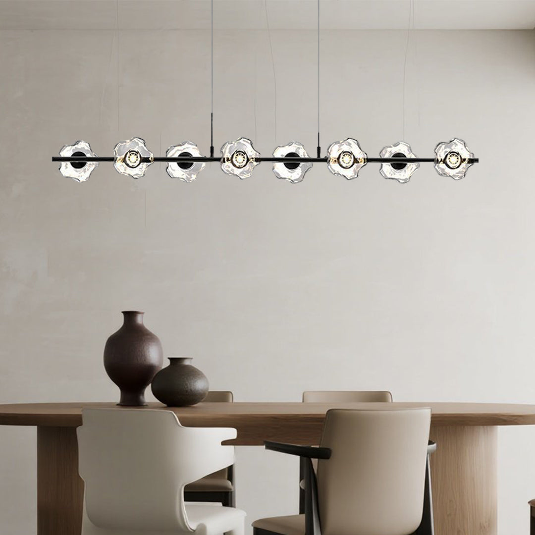 Linear LED Pendant Light in Black or Gold, Modern Nordic Chandelier for Dining and Living Spaces