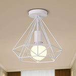 1 Light Mini Metal Geometric Caged Led Retro Flush Mount Lighting Ceiling Lights