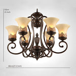 5 Light Bending Metal Bar Upside Down Glass Shade Vintage Chandelier Ceiling Light