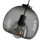 Smoked Glass Pendant Light with Matte Black Metal Shade