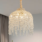 Teardrop Crystal Chandelier in Gold Finish, French-Inspired Ceiling Light