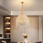 Teardrop Crystal Chandelier in Gold Finish, French-Inspired Ceiling Light