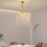 Teardrop Crystal Chandelier in Gold Finish, French-Inspired Ceiling Light
