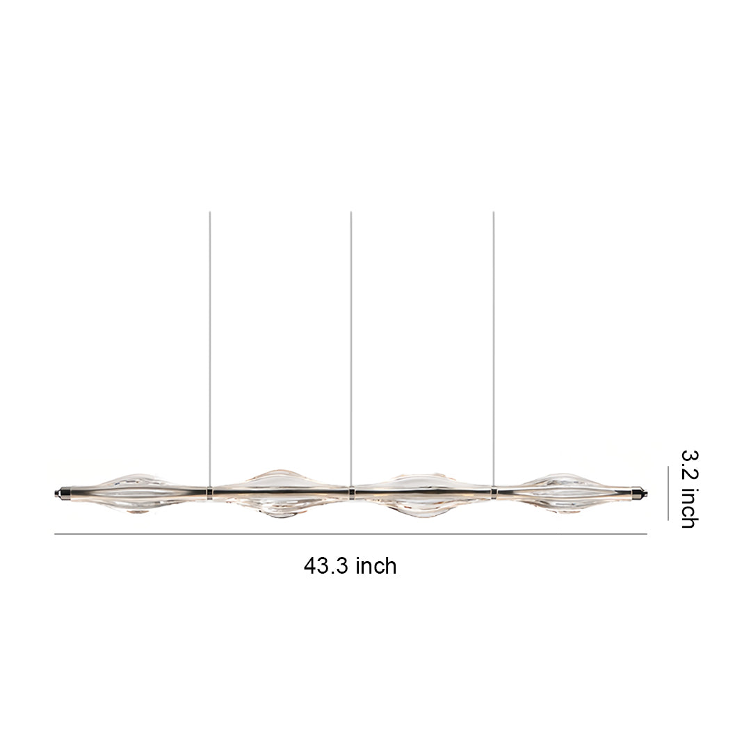 Crystal Linear Pendant Light for Kitchen Island, Modern Chrome LED Suspension