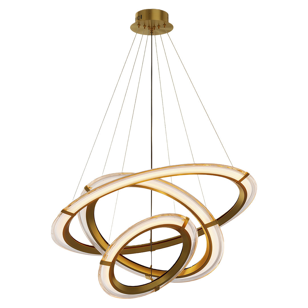Aurelia Modern Round LED Chandelier – Designer Ceiling Light in Copper, Nickel, or Black