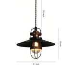 Industrial Vintage Pendant Light with Walnut Accents, Adjustable Hanging Chain