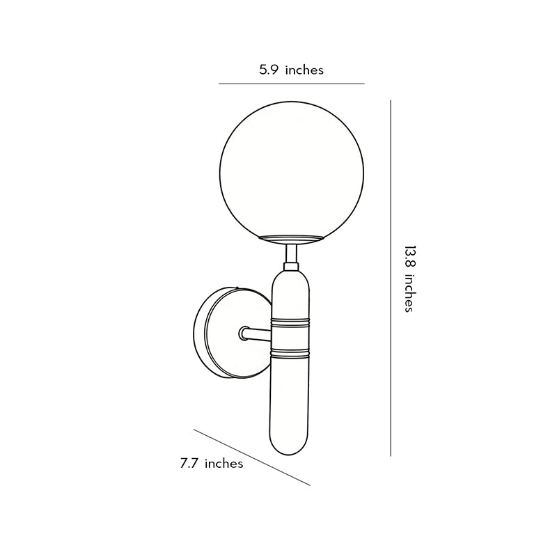 Modern Brass and Marble Wall Sconce with Opal Glass Shade