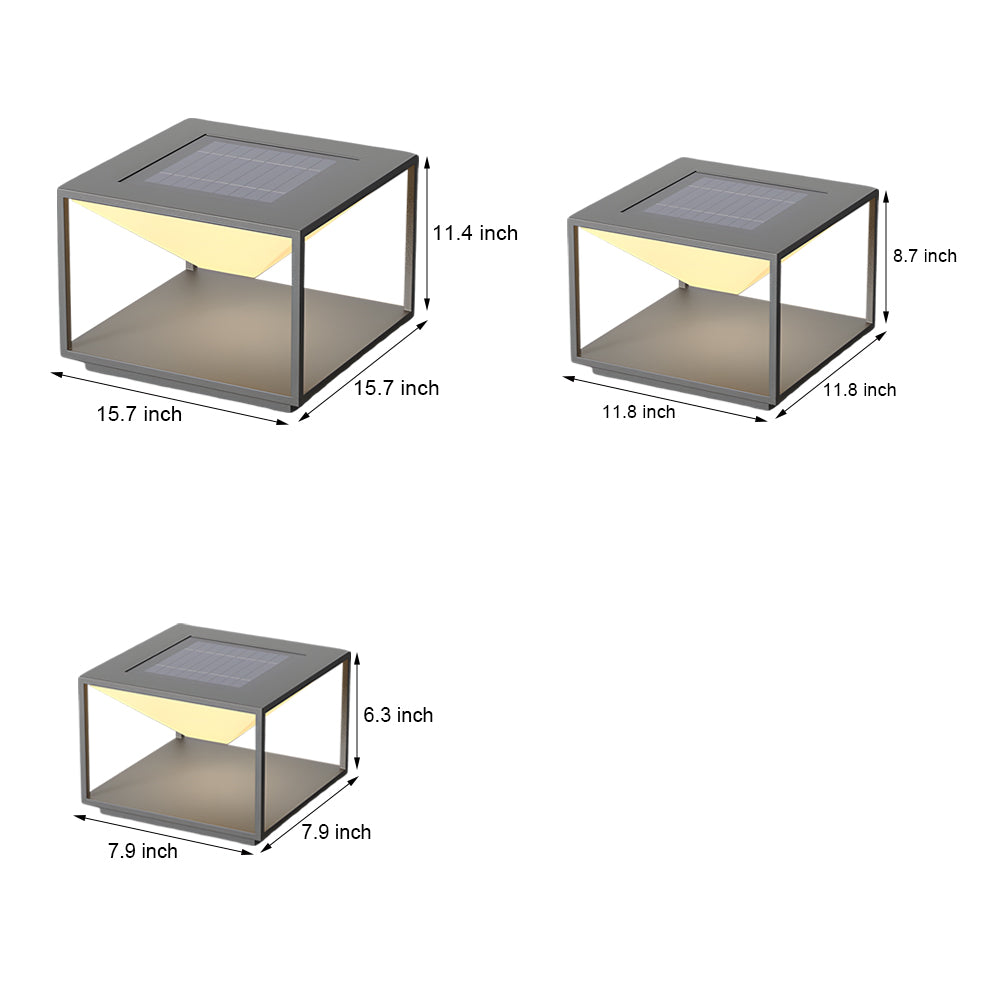 Stainless Steel Square Pillar Light with Warm LED Glow