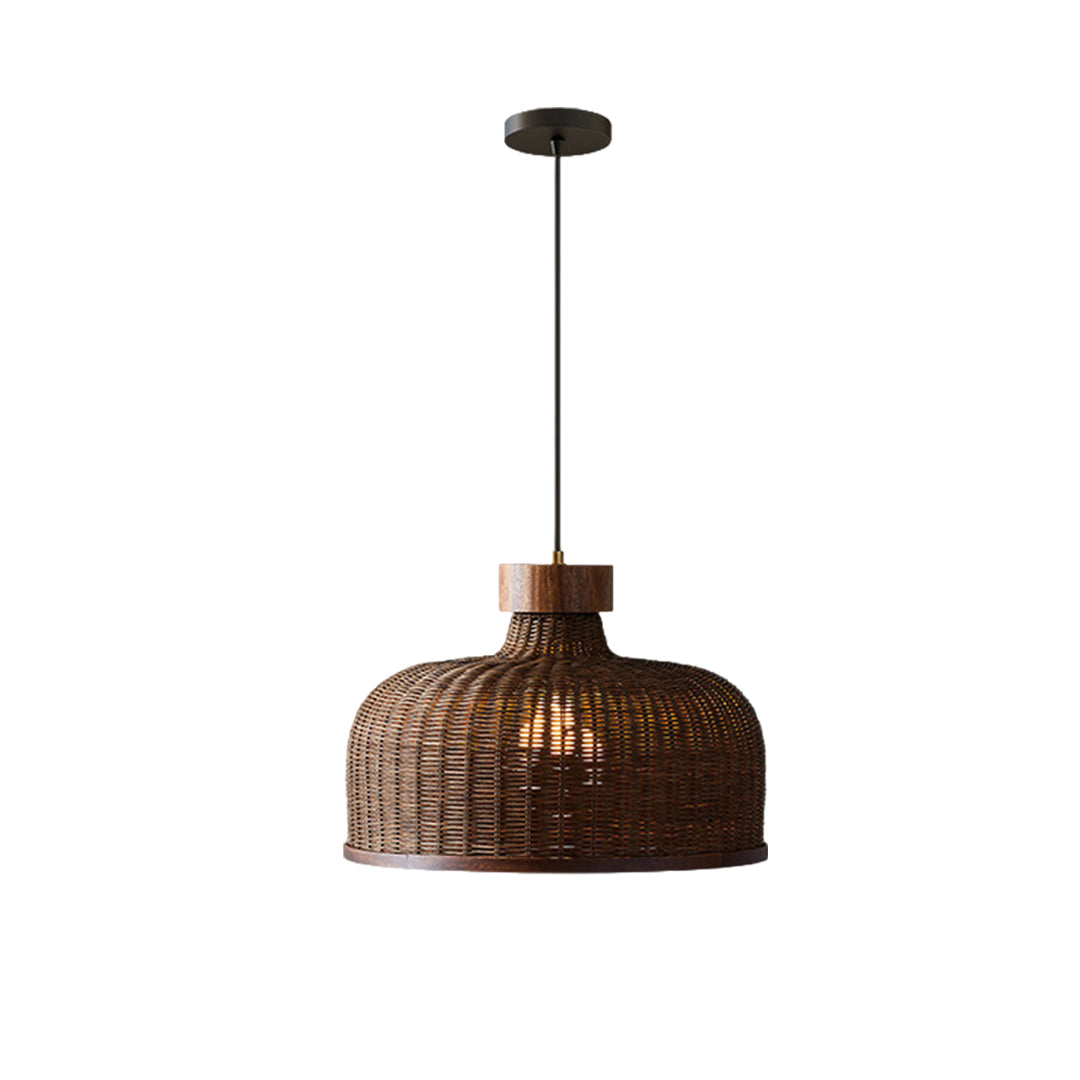 Handwoven Rattan Pendant Light with Wabi-Sabi Zen Aesthetic