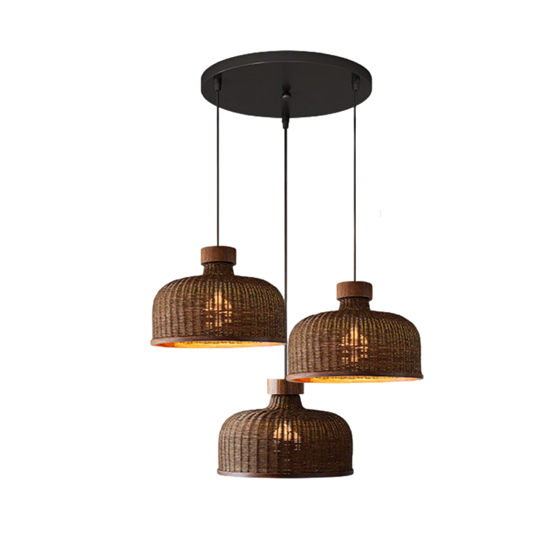 Handwoven Rattan Pendant Light with Wabi-Sabi Zen Aesthetic
